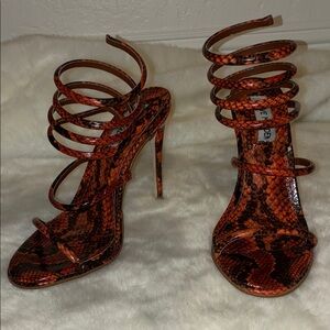 Steve Madden Snake Print Spiral Heels - Orange